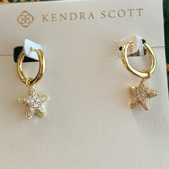Kendra Scott Jae Convertible Gold Star Pave Huggie Earrings - Picture 5 of 5